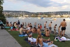 Swimmers in Lake Zurich at Rentenwiese