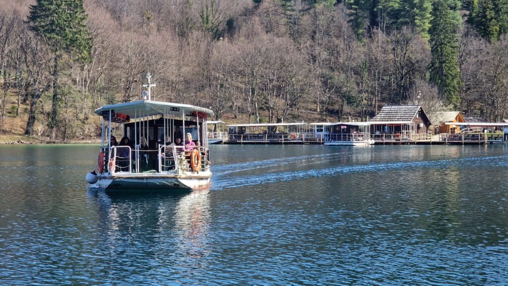 Boat ride on the lake of Plitvice National Park