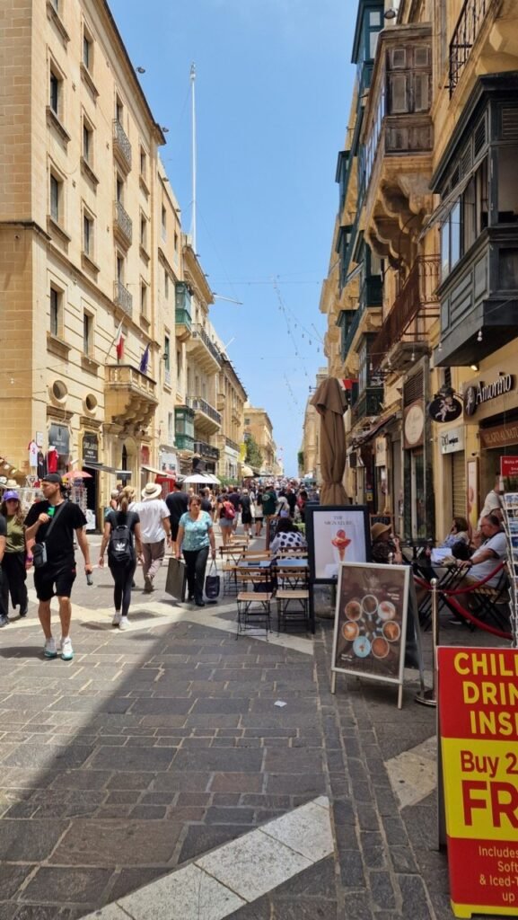 Lively street in Valletta