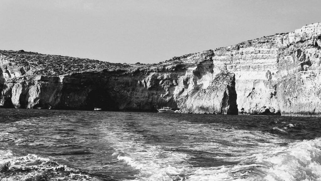Malta Sea and Rock — Black & White