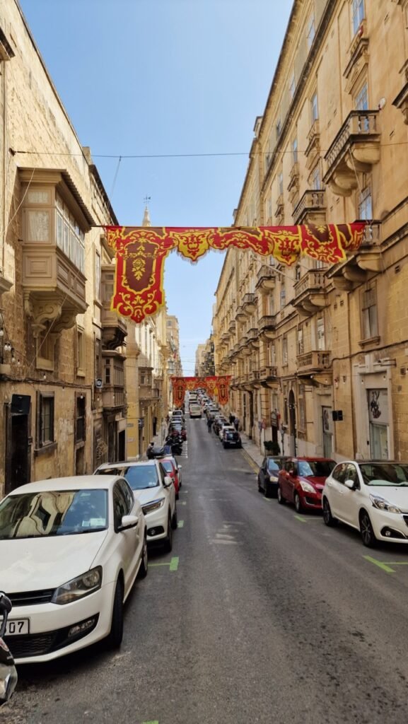 Valletta street view with cars