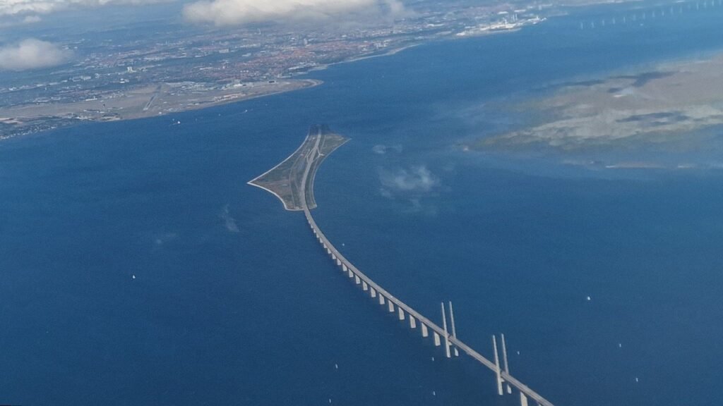 Øresund Bridge and CPH Airport from the air