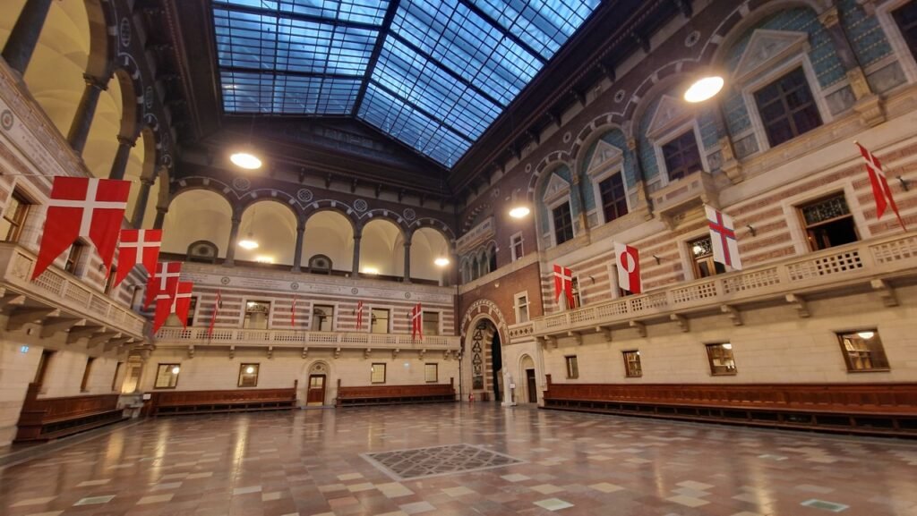 The interior hall of Copenhagen City Hall