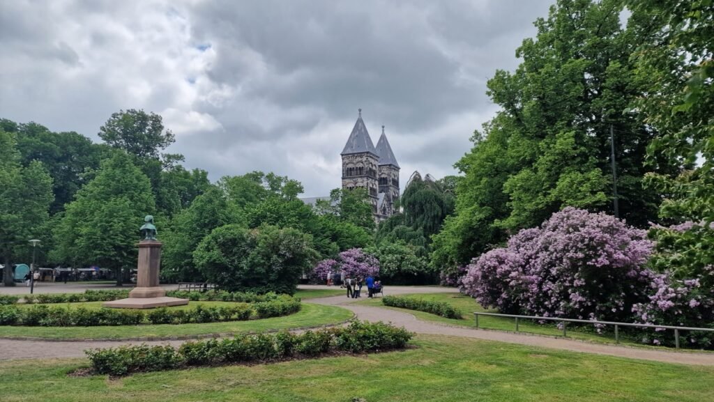 Lund Cathedral seen from across the park