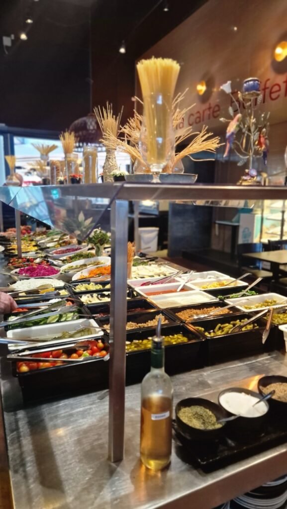 Salad bar selection at Dalle Valle Field's